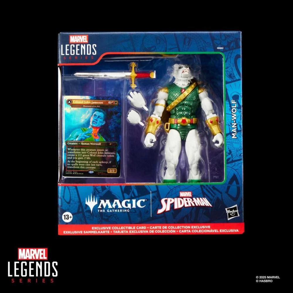 Marvel Legends Spider-Man x Magic: The Gathering - Man-Wolf Action Figure plus Exclusive Foil Trading Card