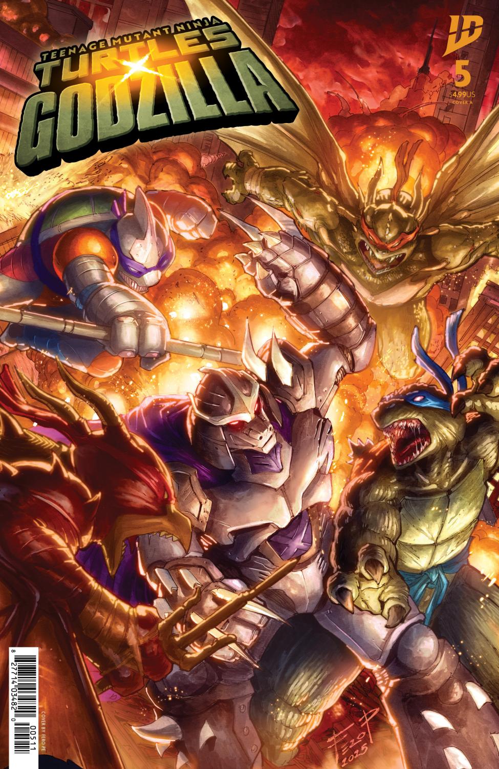 TEENAGE MUTANT NINJA TURTLES X GODZILLA #5 COVER A PE CVR A