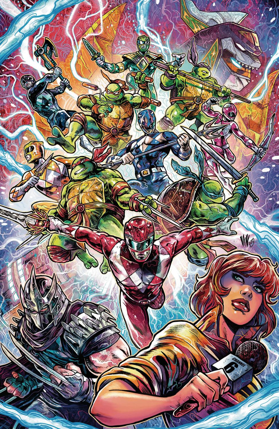 MIGHTY MORPHIN POWER RANGERS TEENAGE MUTANT NINJA TURTLES III #3 L 1:5 INCV FULL ART CARDSTOCK RICCARDI CVR B 1:5 INCV 1:5 INCV