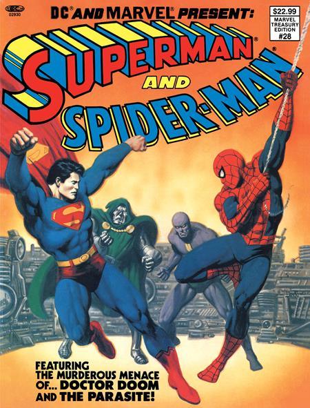 DC AND MARVEL PRESENT SUPERMAN AND SPIDER-MAN MARVEL TREASURY EDITION #28 #1 FACSIMILE EDITION CVR C JOHN ROMITA SR & BOB LARKIN FOIL VAR