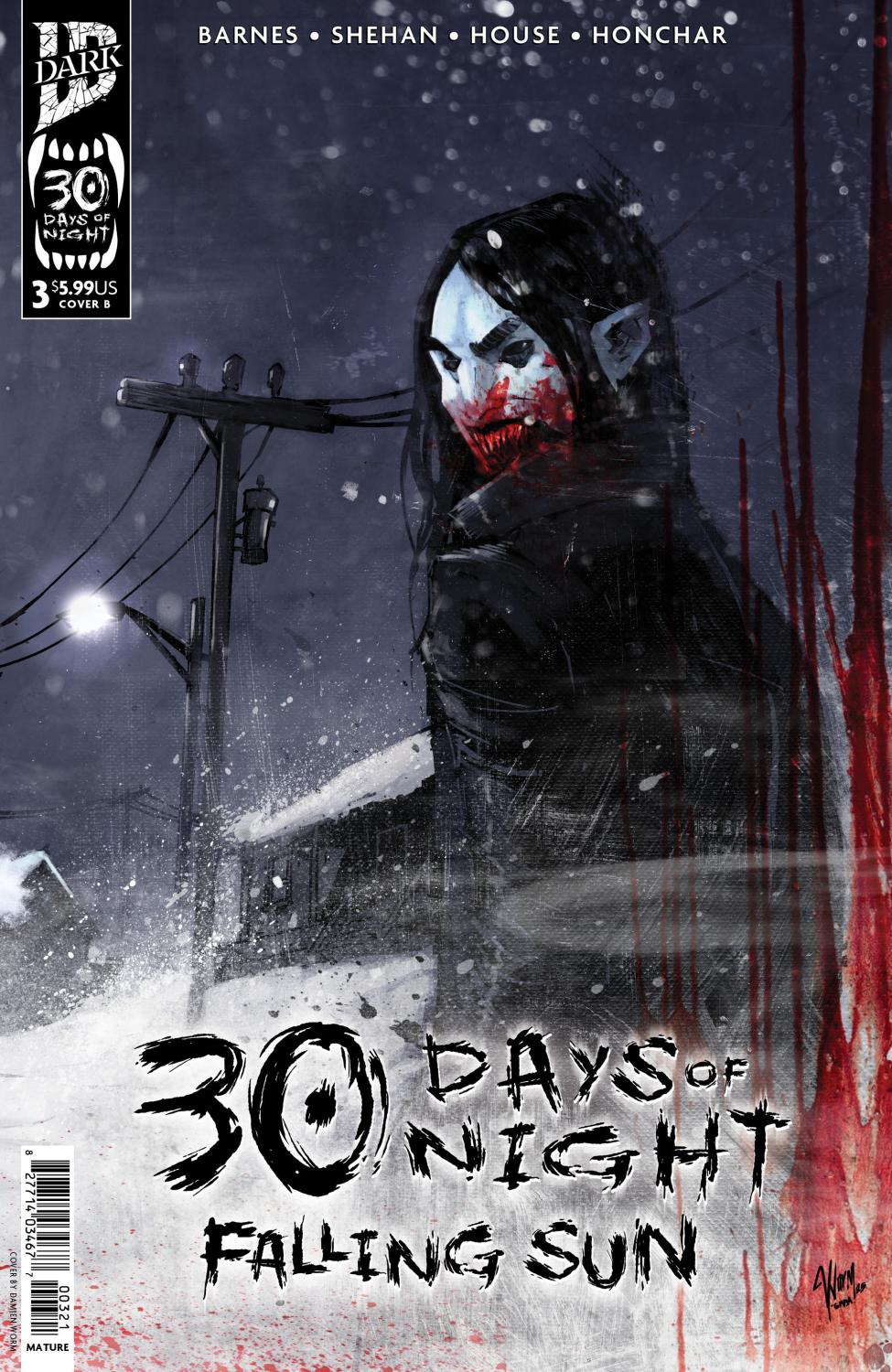 30 DAYS OF NIGHT FALLING SUN #3 VAR B DAMIEN WORM CVR B